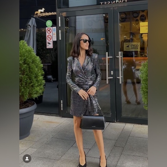 NWT ZARA MIRRORED BLAZER DRESS 0387/172 315/009 - Picture 14 of 17